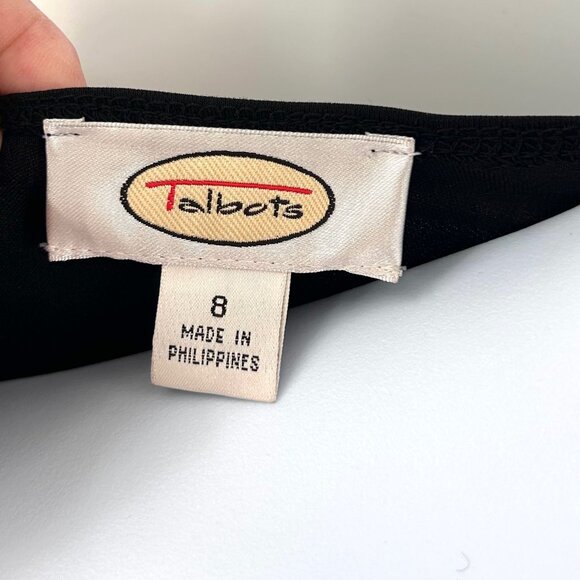 Talbots Black Faux Wrap Dress 3/4 Sleeves Knee Length - 8 Work, Party - Picture 4 of 4